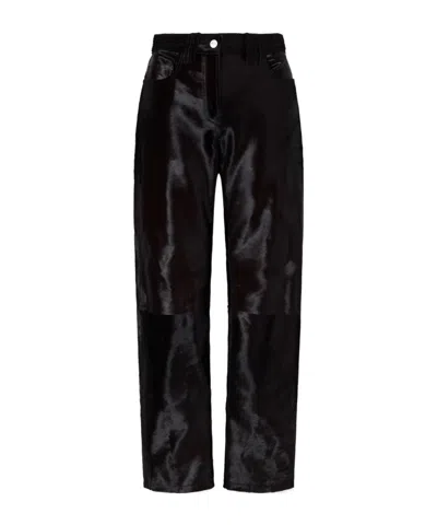 Khaite Callum Calf Hair Straight-leg Pants In Black