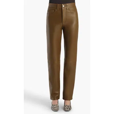 Khaite Callum Tapered Lambskin Leather Pants In Brown