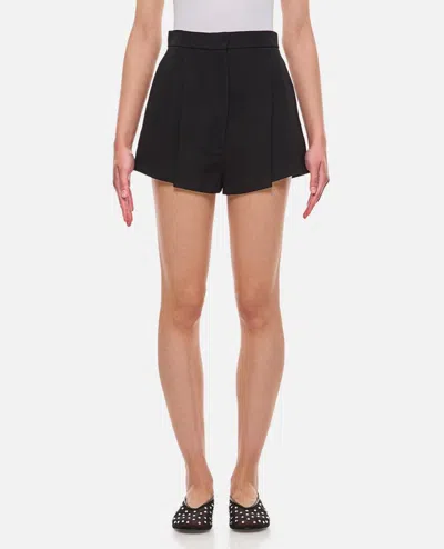 Khaite Women's Calman Pleated Cotton Shorts In Black