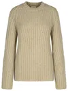 Khaite 'calvin' Crew Neck Knitted Sweater In Beige