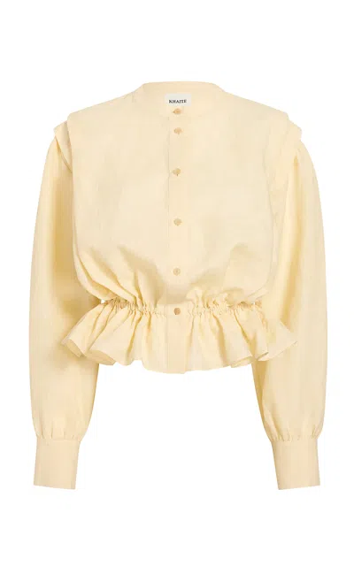 Khaite Calypso Relaxed Linen Top In Gold