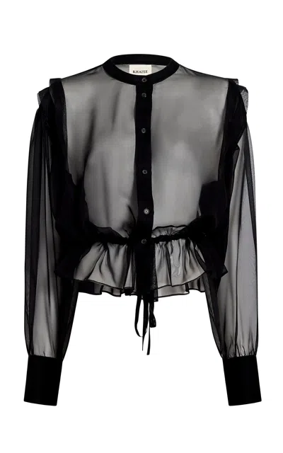 Khaite Calypso Silk Top In Black