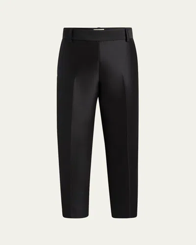 Khaite Cam Wool-silk Straight-leg Pants In Black