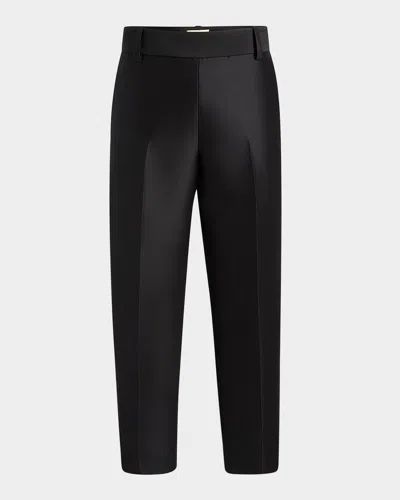 Khaite Cam Wool-silk Straight-leg Pants In Black