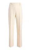 Khaite Cambie Straight-leg Crepe Pants In Ivory