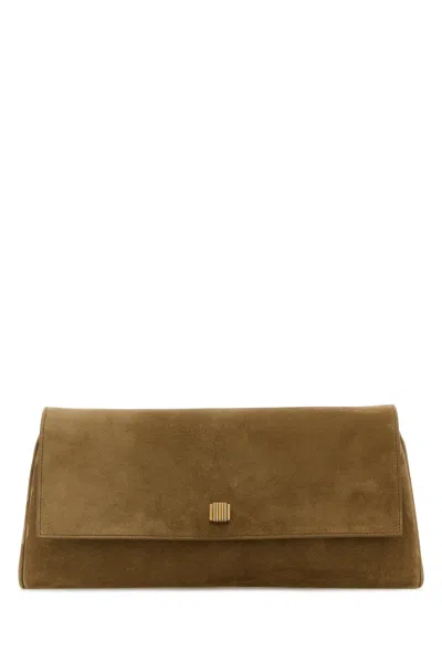 Khaite Camel Suede Audrey Clutch