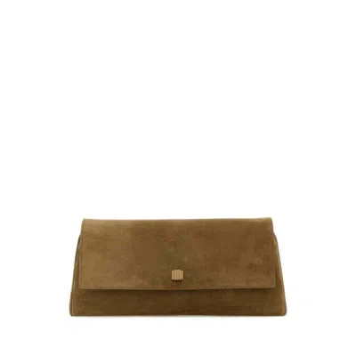 Khaite Camel Suede Audrey Clutch Mud