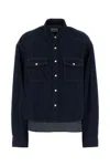 Khaite Neutrals Grenon Cropped Denim Cotton Shirt