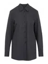 Khaite Auryn Lightweight Wool And Cashmere Shirt In Blue