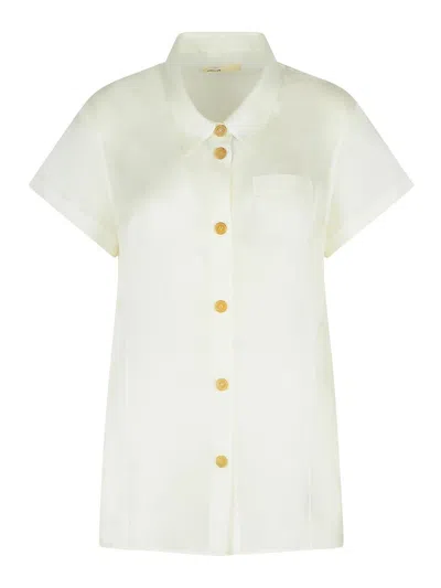 KHAITE KEEFE WHITE SILK SHIRT