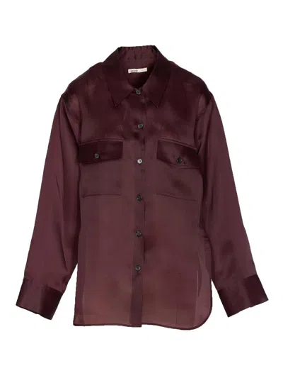 Khaite Bordeaux Shirt Frontal Buttons Closure In Red