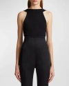 Khaite Campagna Open-back Stretch-knit Thong Bodysuit In Black