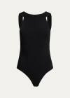 Khaite Campagna Open-back Stretch-knit Thong Bodysuit In Black