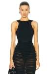 Khaite Campagna Open-back Stretch-knit Thong Bodysuit In Black