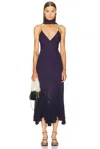 Khaite Candita Scarf-detail Silk Midi Dress In Purple