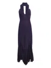 Khaite Candita Scarf-detail Silk Midi Dress In Blue