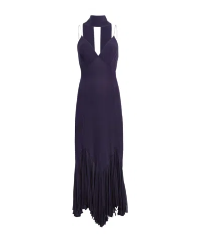 Khaite Candita Pleated V-neck Slip Midi Dress In Purple