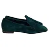 Khaite Carlisle Penny Loafers In Green Suede In Green