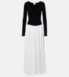 Khaite Multicolor Pleated Scoop Neck Maxi Dress