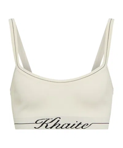 Khaite Carmelo Logo Intarsia Knit Bralette In Neutral