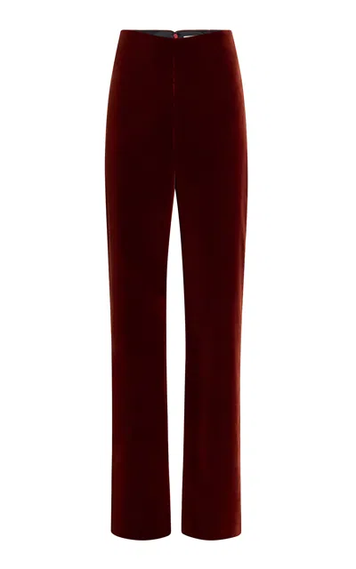 Khaite Carmo Velvet Pants In Burgundy