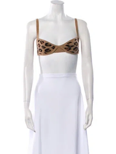 Pre-owned Khaite Cashmere Animal Print Crop Top In Neutral