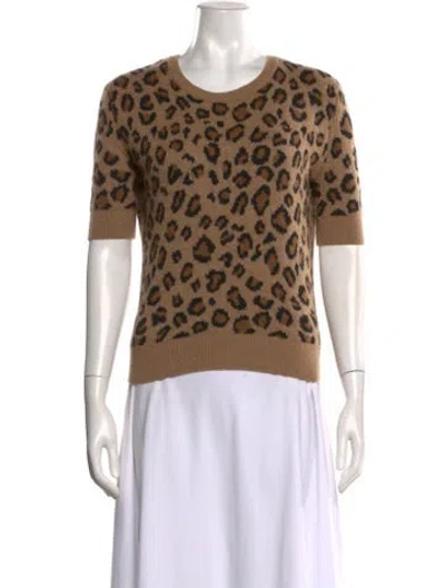 Pre-owned Khaite Cashmere Animal Print Sweater In Brown