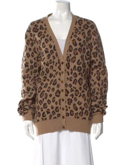 Pre-owned Khaite Cashmere Animal Print Sweater In Brown
