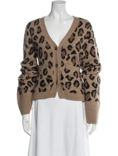 Pre-owned Khaite Cashmere Animal Print Sweater In Brown