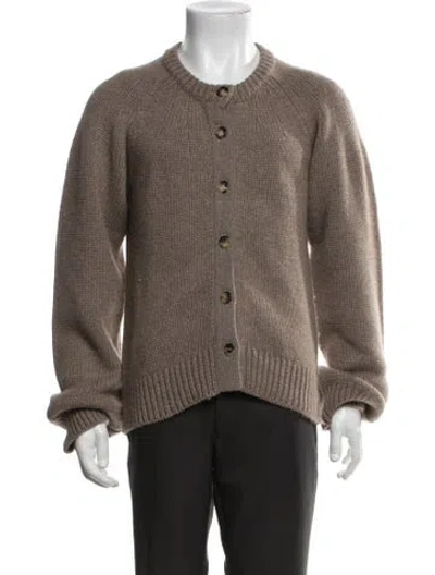 Pre-owned Khaite Cashmere Crew Neck Cardigan In Brown