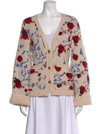 Pre-owned Khaite Cashmere Floral Print Sweater