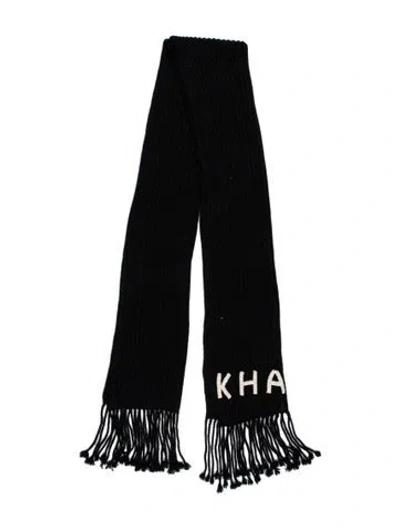 Pre-owned Khaite Cashmere Graphic Print Scarf In Black/white