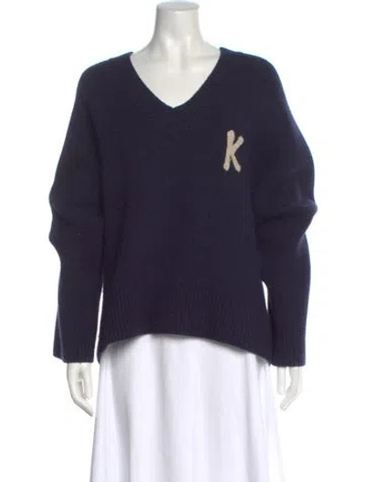 Pre-owned Khaite Cashmere Graphic Print Sweater In Blue