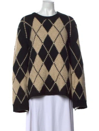 Pre-owned Khaite Cashmere Houndstooth Print Sweater In Brown