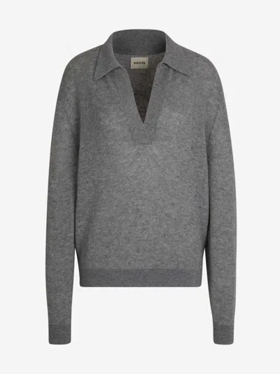 Khaite Cashmere Knit Sweater In Stone Grey