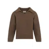 Khaite Cashmere Knit Sweater With Open Collar In Brown