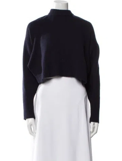 Pre-owned Khaite Cashmere Mock Neck Sweater In Blue