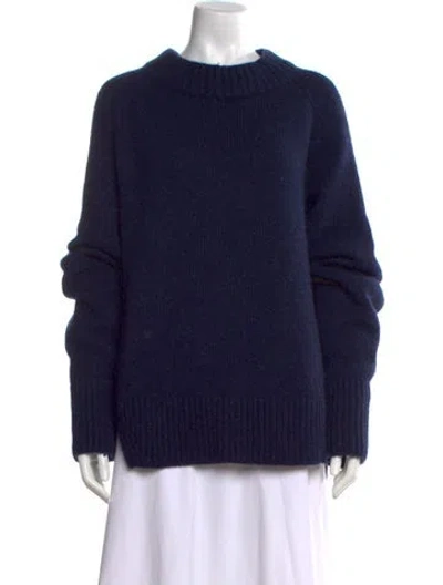 Pre-owned Khaite Cashmere Mock Neck Sweater In Blue