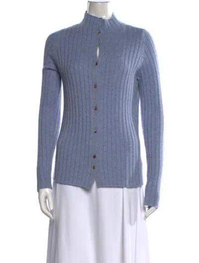Pre-owned Khaite Cashmere Mock Neck Sweater In Blue