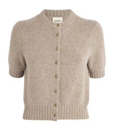 Khaite Nora Cropped Button-up Cardigan In Brown