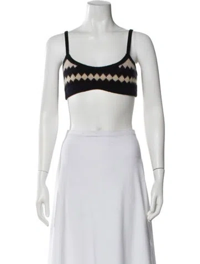 Pre-owned Khaite Cashmere Patterned Crop Top In Black