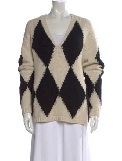 Pre-owned Khaite Cashmere Patterned Sweater In Black