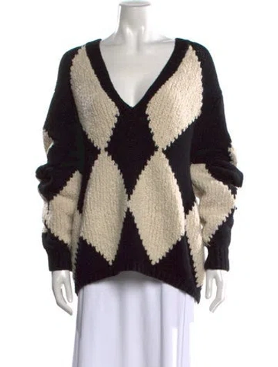 Pre-owned Khaite Cashmere Patterned Sweater In Black