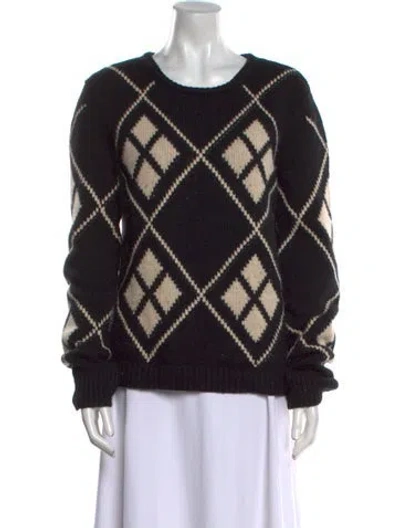 Pre-owned Khaite Cashmere Plaid Print Sweater In Black