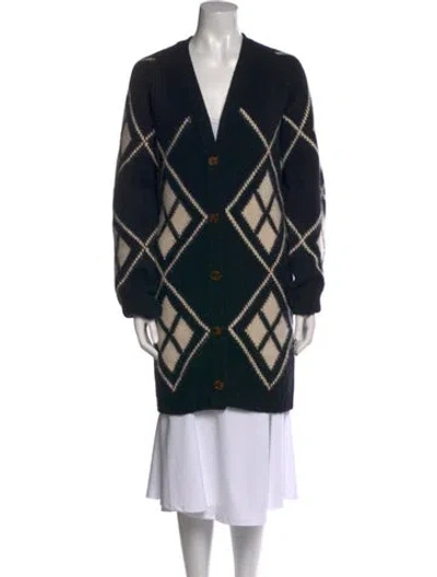 Pre-owned Khaite Cashmere Plaid Print Sweater In Black