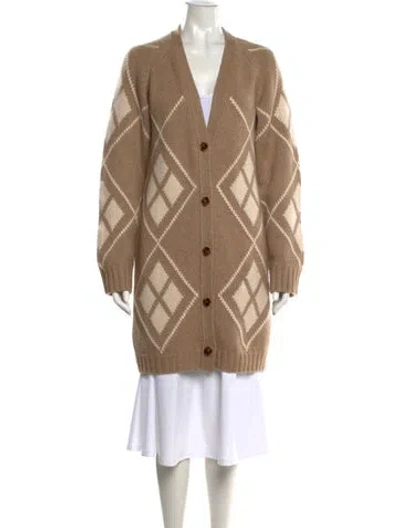 Pre-owned Khaite Cashmere Plaid Print Sweater In Brown