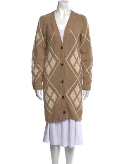 Pre-owned Khaite Cashmere Plaid Print Sweater In Neutral