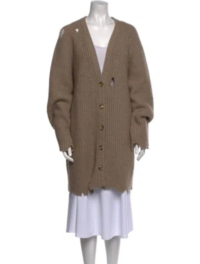 Pre-owned Khaite Cashmere Plunge Neckline Sweater In Brown