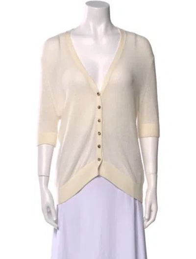 Pre-owned Khaite Cashmere Plunge Neckline Sweater In Neutral
