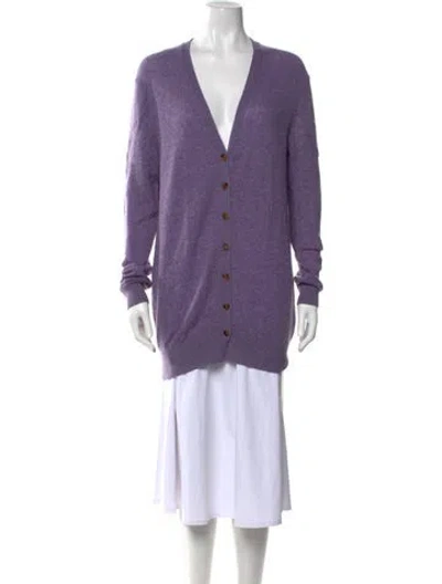 Pre-owned Khaite Cashmere Plunge Neckline Sweater In Purple